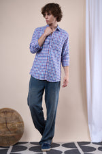 Blue white regular fit oxford shirt