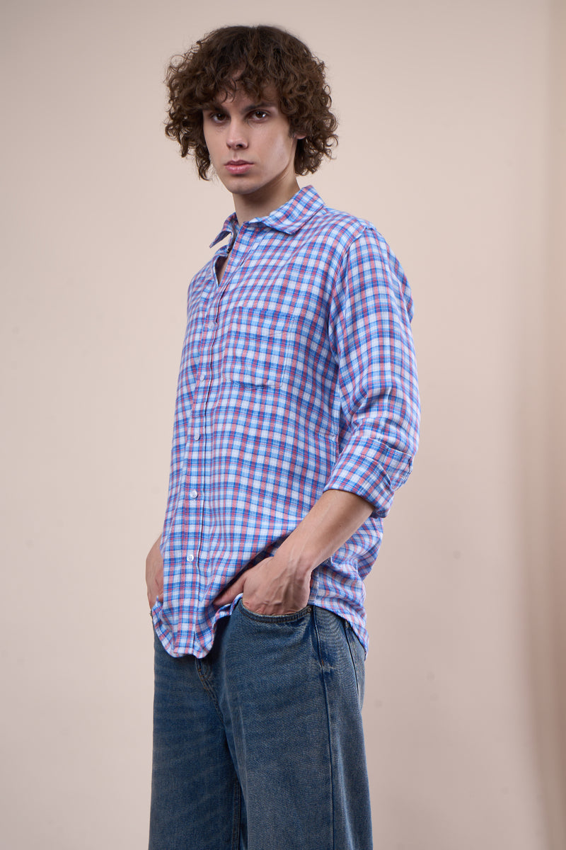 Blue white regular fit oxford shirt