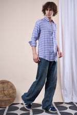 Blue white regular fit oxford shirt