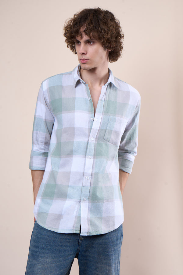 Green regular fit oxford shirt