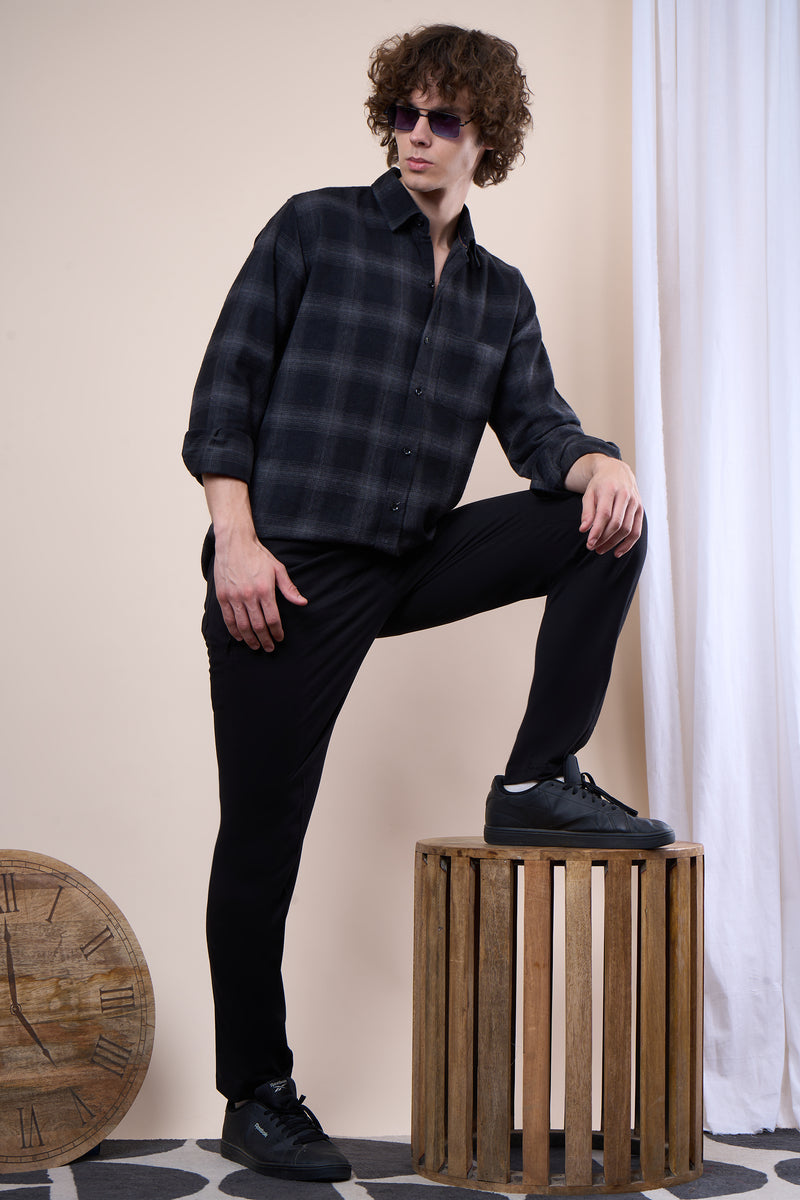 Black regular fit oxford shirt