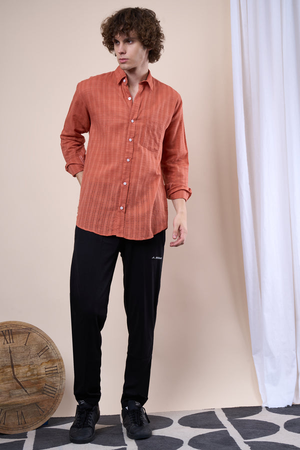 Orange regular fit oxford shirt