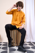 Mustard regular fit oxford shirt