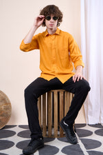 Mustard regular fit oxford shirt