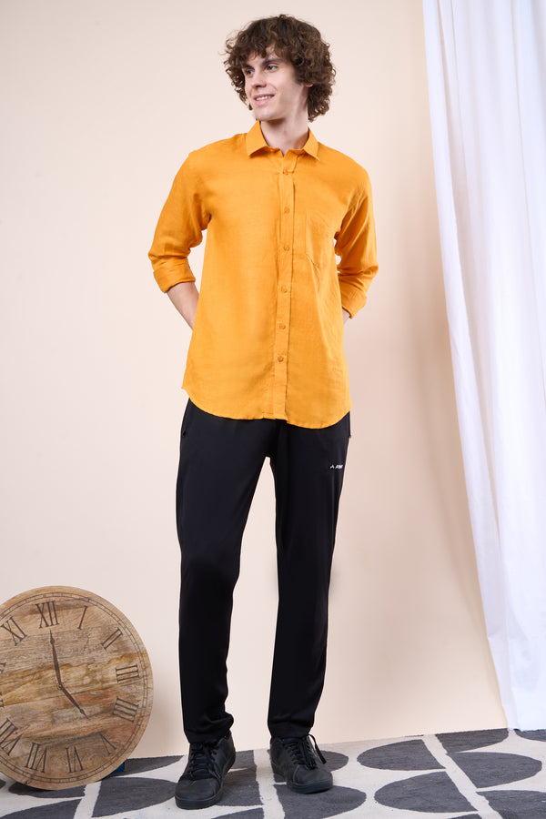 Mustard regular fit oxford shirt