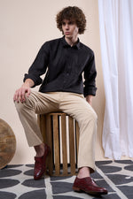 Black regular fit oxford shirt