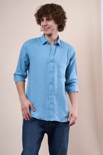 Indigo blue regular fit oxford shirt