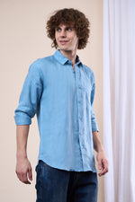 Indigo blue regular fit oxford shirt