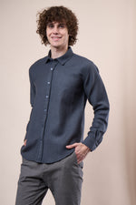 Charcoal gray regular fit oxford shirt