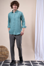 Sea green regular fit oxford shirt